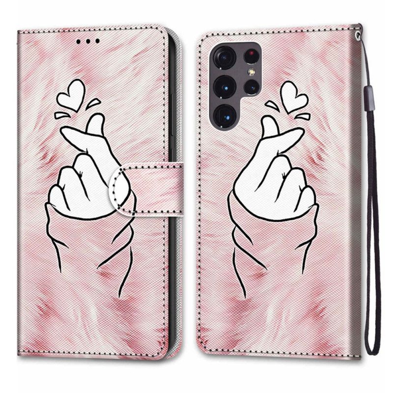 Folio-hoesje voor Samsung Galaxy S22 Ultra 5G Vinger Hart