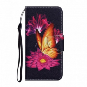 Folio-hoesje voor Samsung Galaxy S22 Ultra 5G Vlinder En Lotus