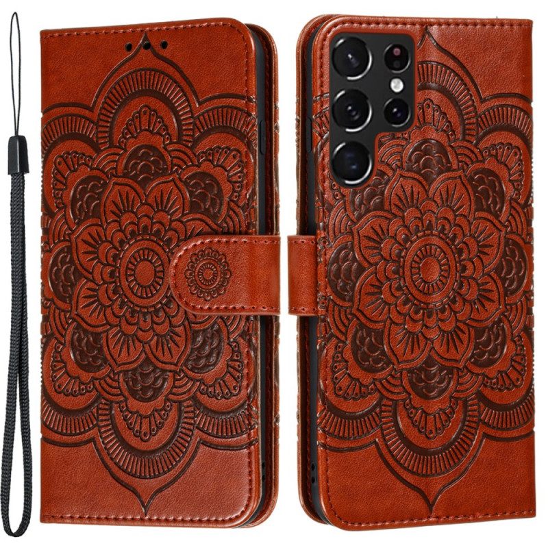 Folio-hoesje voor Samsung Galaxy S22 Ultra 5G Volledige Mandala