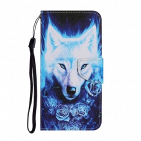 Folio-hoesje voor Samsung Galaxy S22 Ultra 5G Witte Wolf