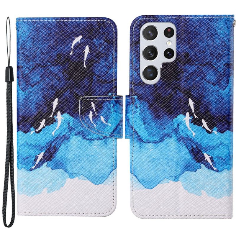 Folio-hoesje voor Samsung Galaxy S22 Ultra 5G Zee Met String