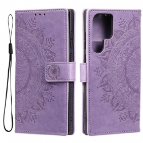 Folio-hoesje voor Samsung Galaxy S22 Ultra 5G Zon Mandala