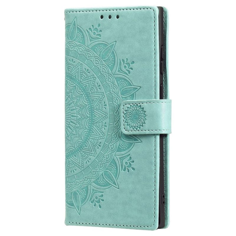 Folio-hoesje voor Samsung Galaxy S22 Ultra 5G Zon Mandala