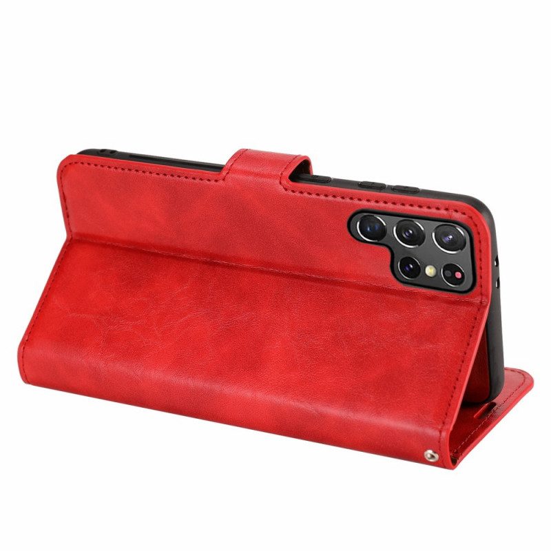 Hoesje Flip Case voor Samsung Galaxy S22 Ultra 5G Afneembare Vintage Stijl