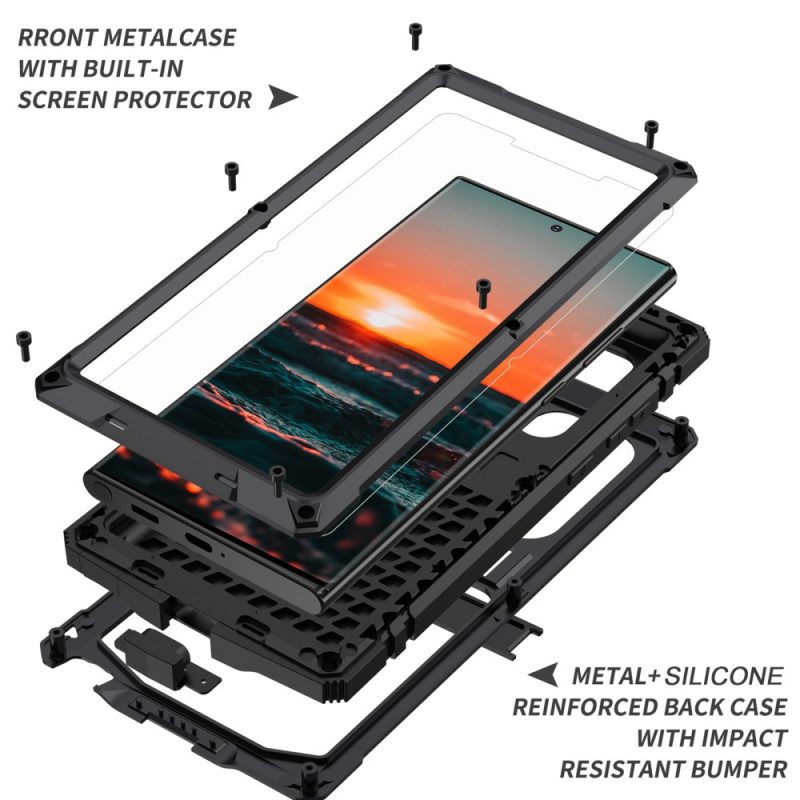 Hoesje voor Samsung Galaxy S22 Ultra 5G Bescherming Hoesje Totale Bescherming Met Gehard Glas