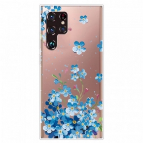 Hoesje voor Samsung Galaxy S22 Ultra 5G Blauwe Bloemen