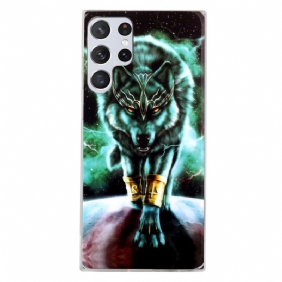 Hoesje voor Samsung Galaxy S22 Ultra 5G Fluorescerende Wolf