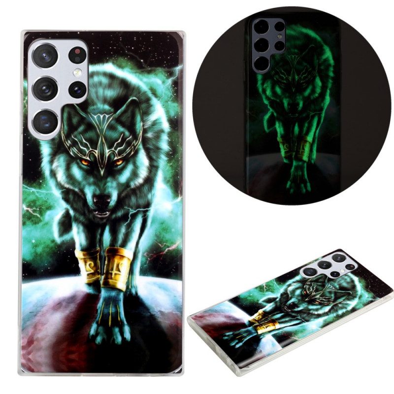 Hoesje voor Samsung Galaxy S22 Ultra 5G Fluorescerende Wolf