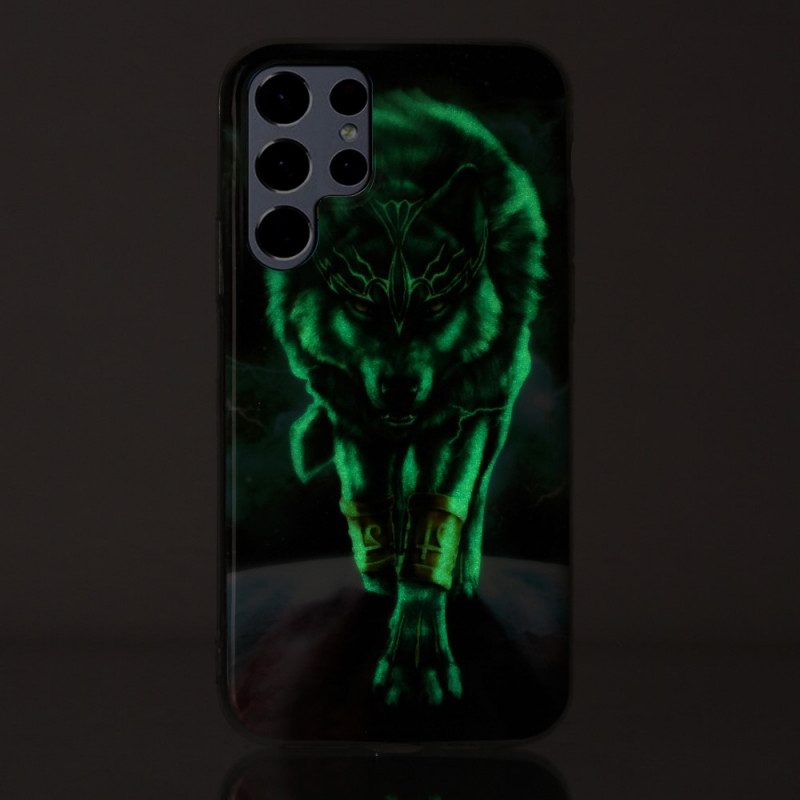 Hoesje voor Samsung Galaxy S22 Ultra 5G Fluorescerende Wolf