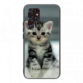 Hoesje voor Samsung Galaxy S22 Ultra 5G Kitten Gehard Glas