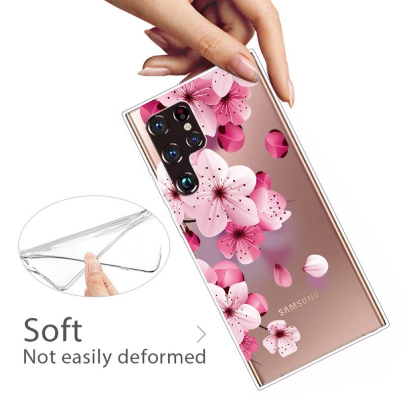 Hoesje voor Samsung Galaxy S22 Ultra 5G Kleine Roze Bloemen