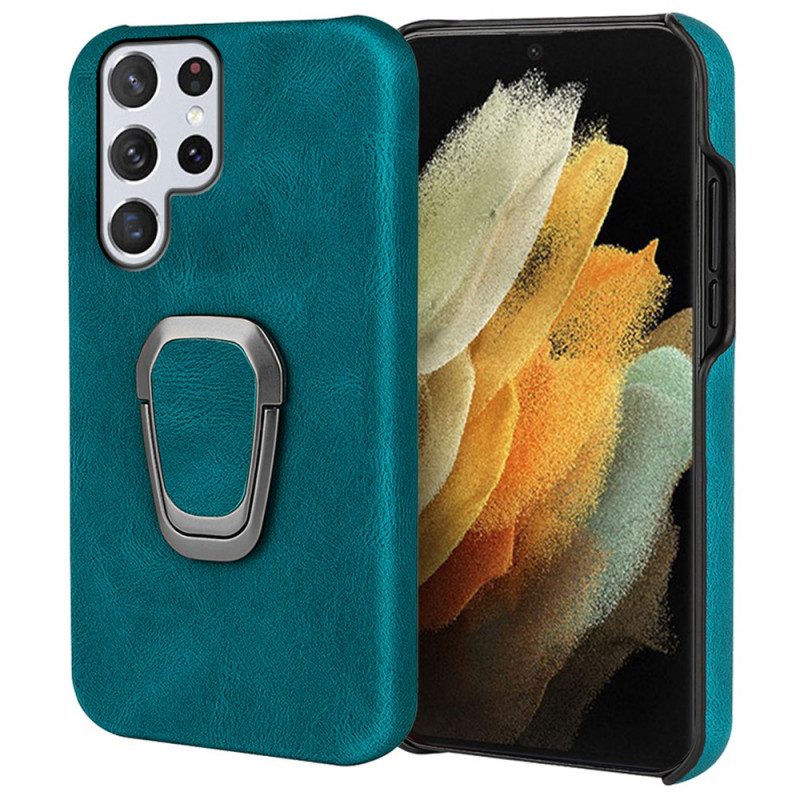 Hoesje voor Samsung Galaxy S22 Ultra 5G Leather Effect Ring-ondersteuning Nieuwe Kleuren