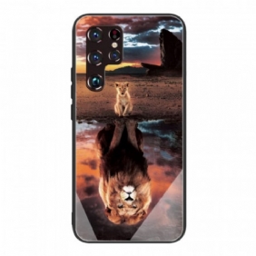 Hoesje voor Samsung Galaxy S22 Ultra 5G Lion Cub's Dream Gehard Glas