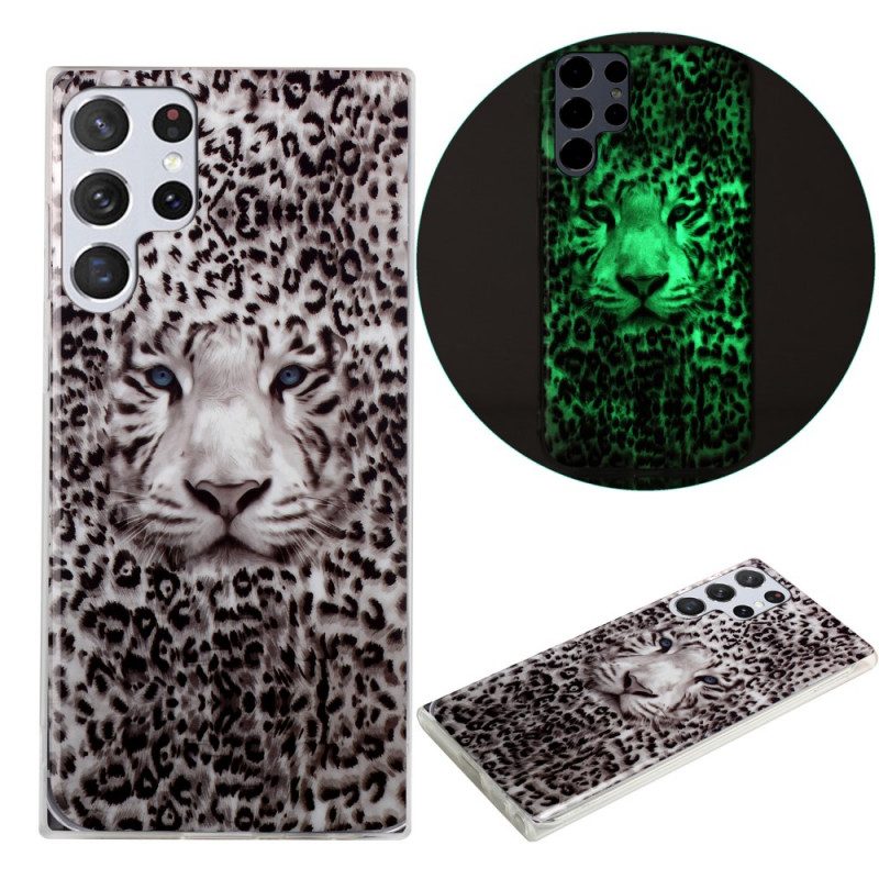 Hoesje voor Samsung Galaxy S22 Ultra 5G Luipaard Fluorescerend