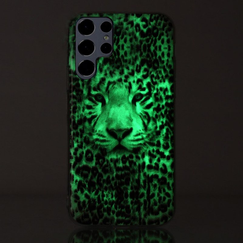 Hoesje voor Samsung Galaxy S22 Ultra 5G Luipaard Fluorescerend