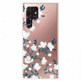 Hoesje voor Samsung Galaxy S22 Ultra 5G Naadloze Witte Bloemen