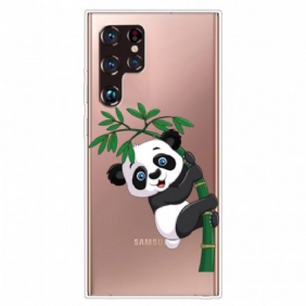 Hoesje voor Samsung Galaxy S22 Ultra 5G Panda Op Bamboe