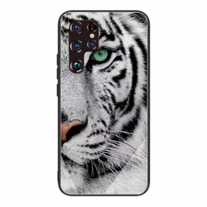 Hoesje voor Samsung Galaxy S22 Ultra 5G Tijger Gehard Glas