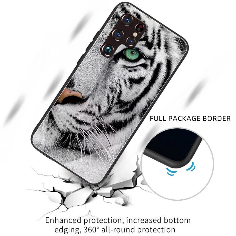 Hoesje voor Samsung Galaxy S22 Ultra 5G Tijger Gehard Glas