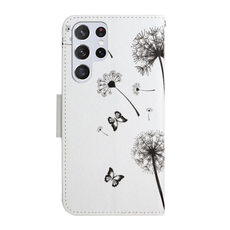 Leren Hoesje voor Samsung Galaxy S22 Ultra 5G Baby Love Paardebloem