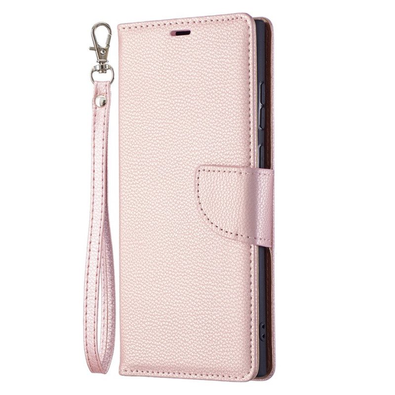 Leren Hoesje voor Samsung Galaxy S22 Ultra 5G Folio-hoesje Lychee Rabat Schuin