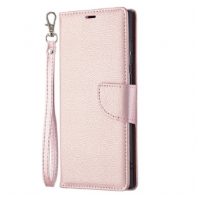 Leren Hoesje voor Samsung Galaxy S22 Ultra 5G Folio-hoesje Lychee Rabat Schuin