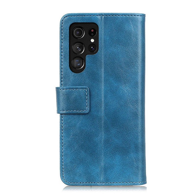 Leren Hoesje voor Samsung Galaxy S22 Ultra 5G Kunstleer Elegantie Khazneh