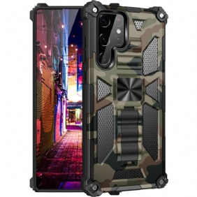 Telefoonhoesje voor Samsung Galaxy S22 Ultra 5G Camouflage Verwijderbare Ondersteuning