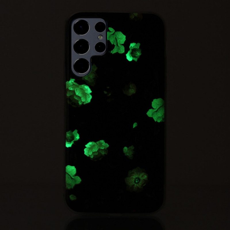 Telefoonhoesje voor Samsung Galaxy S22 Ultra 5G Fluorescerende Vrijheidsbloemen