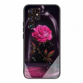 Telefoonhoesje voor Samsung Galaxy S22 Ultra 5G Magisch Roze Gehard Glas