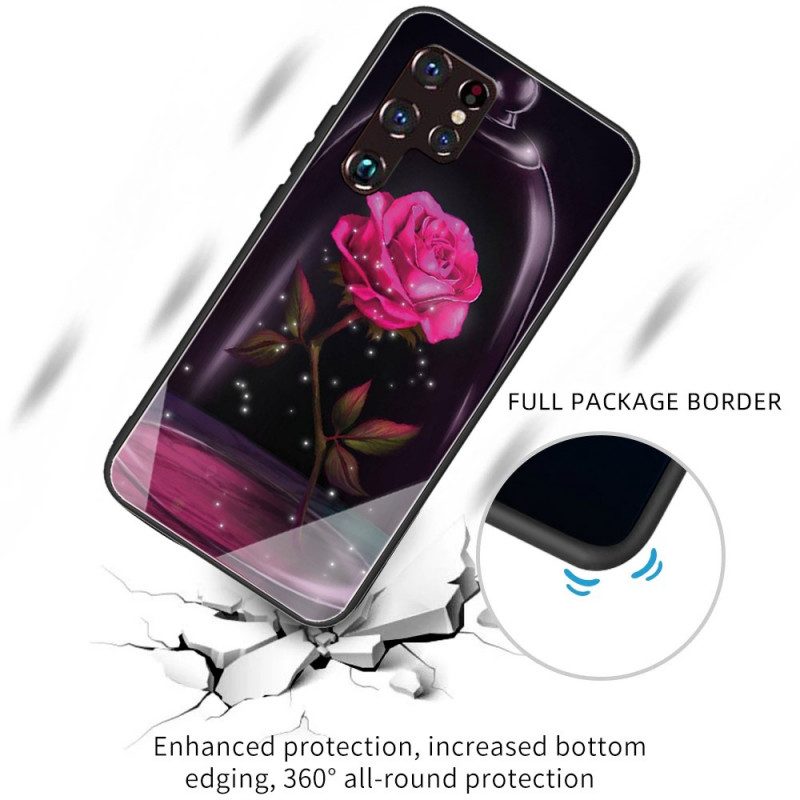 Telefoonhoesje voor Samsung Galaxy S22 Ultra 5G Magisch Roze Gehard Glas