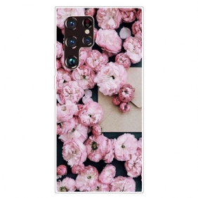 Telefoonhoesje voor Samsung Galaxy S22 Ultra 5G Roze Bloemen