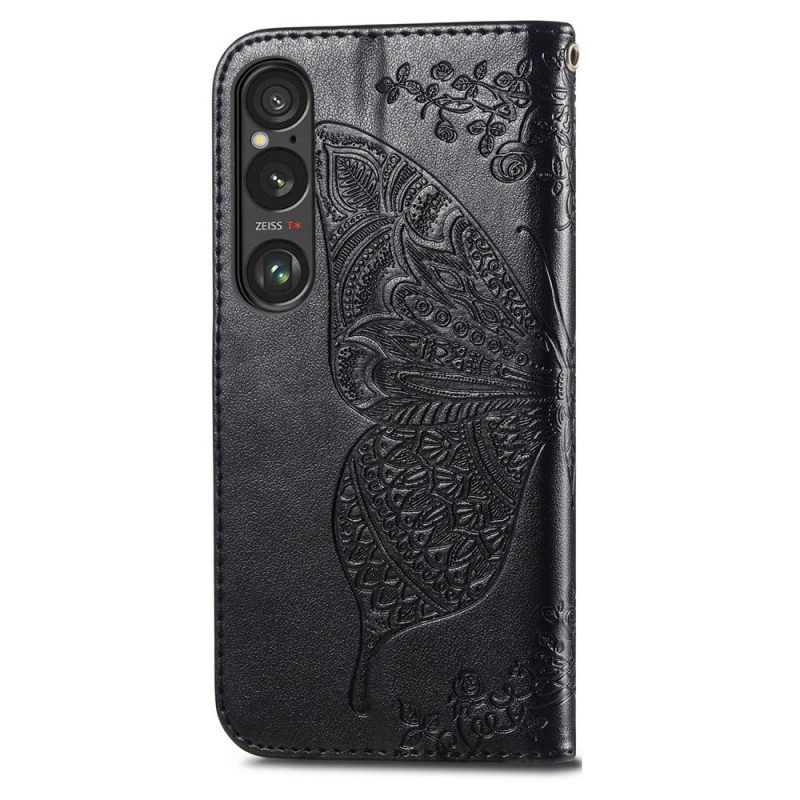 Flip Case Leren Sony Xperia 1 Vi Barokvlinder