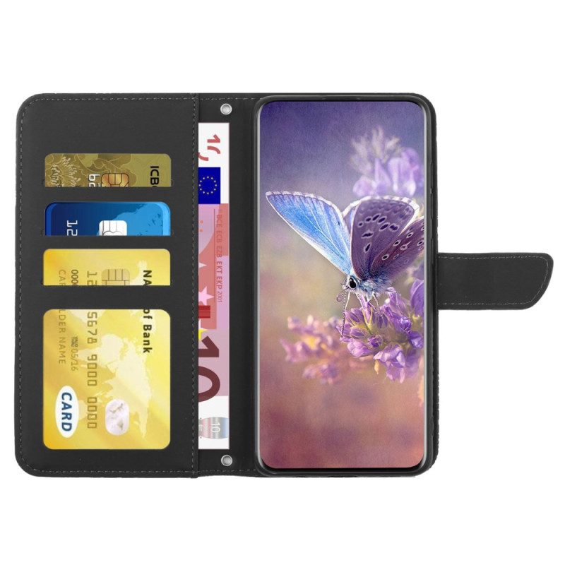 Flip Case Leren Sony Xperia 1 Vi Vlinderprint Met Schouderband