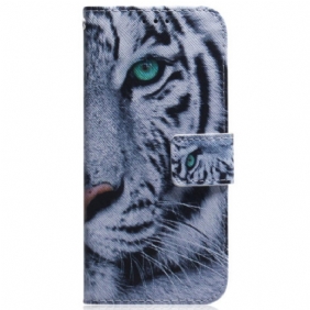 Flip Case Leren Sony Xperia 1 Vi Witte Tijger