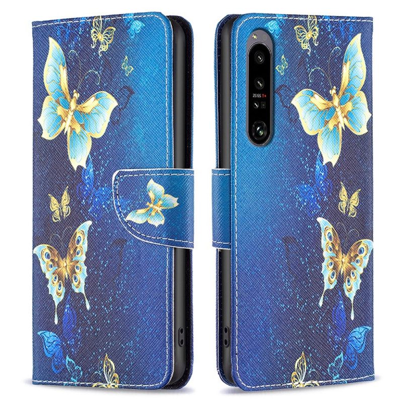 Folio-hoesje Sony Xperia 1 Vi Telefoonhoesje Gouden Vlinders