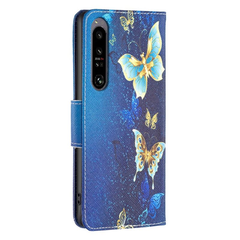 Folio-hoesje Sony Xperia 1 Vi Telefoonhoesje Gouden Vlinders