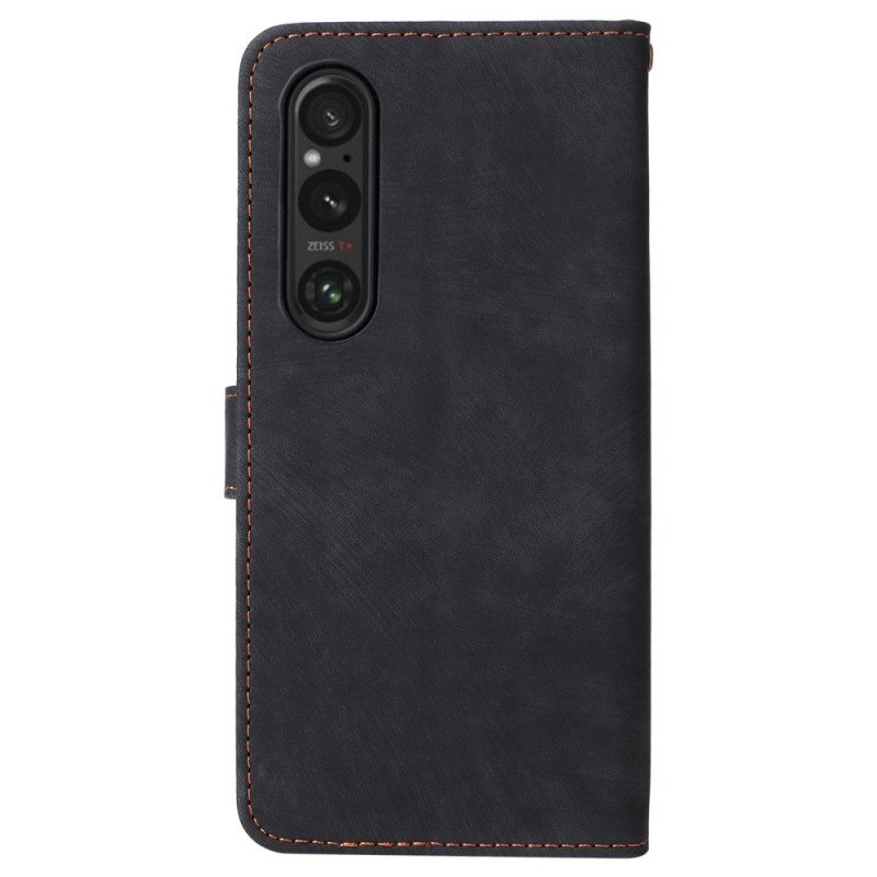 Folio-hoesje Sony Xperia 1 Vi Telefoonhoesje Rfid Suède Effect Met Riem