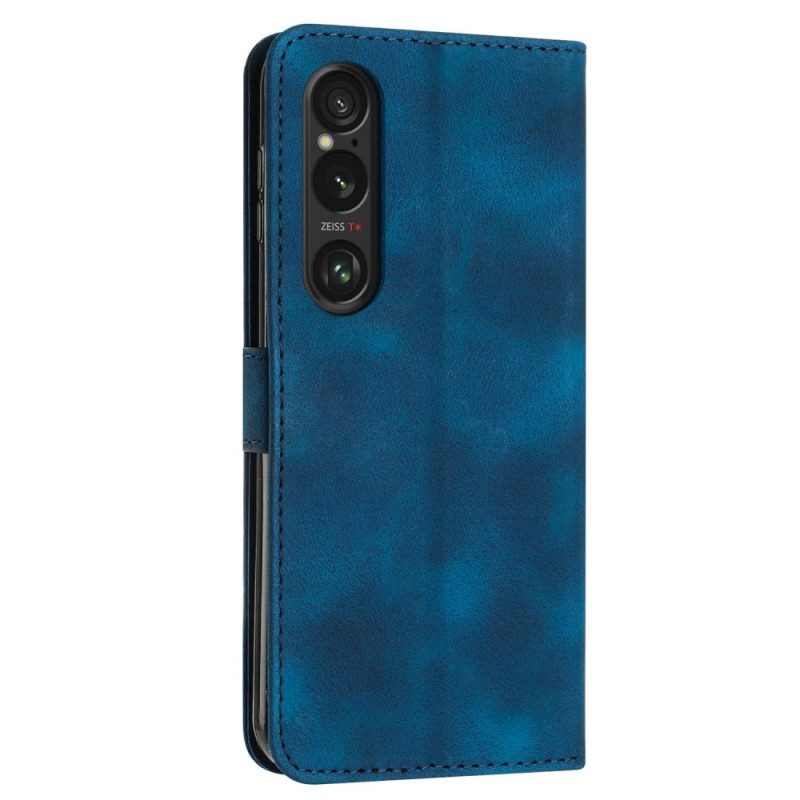 Leren Hoesje Sony Xperia 1 Vi Driehoekig Bandpatroon