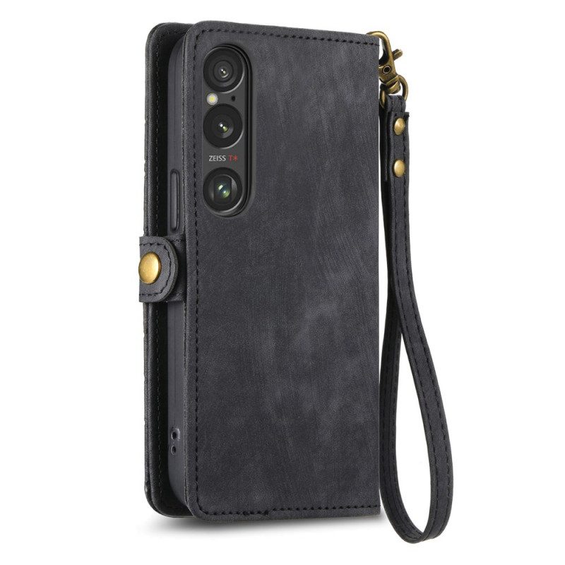 Leren Hoesje Voor Sony Xperia 1 Vi Portemonnee Met Geometrisch Patroon