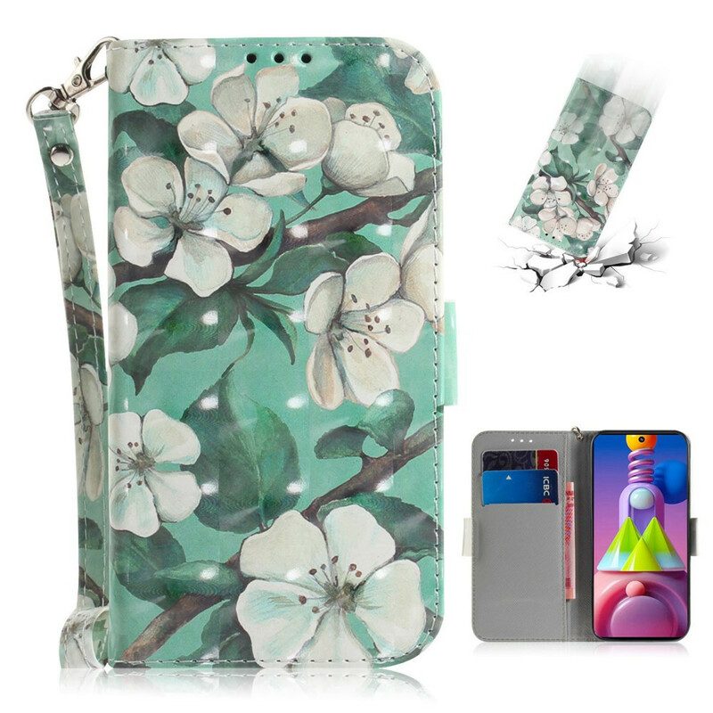 Folio-hoesje voor Samsung Galaxy M51 Met Ketting Riem Bloem Boom