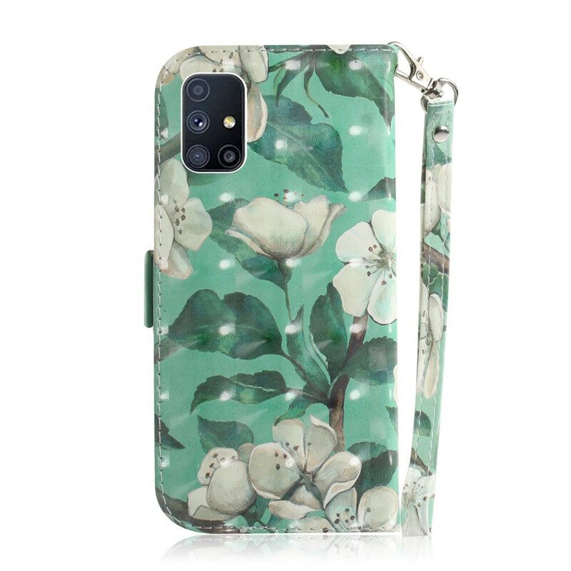 Folio-hoesje voor Samsung Galaxy M51 Met Ketting Riem Bloem Boom