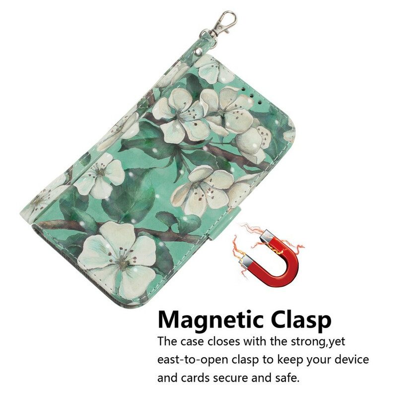 Folio-hoesje voor Samsung Galaxy M51 Met Ketting Riem Bloem Boom