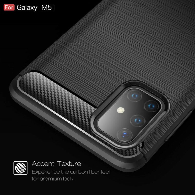 Hoesje voor Samsung Galaxy M51 Geborstelde Koolstofvezel