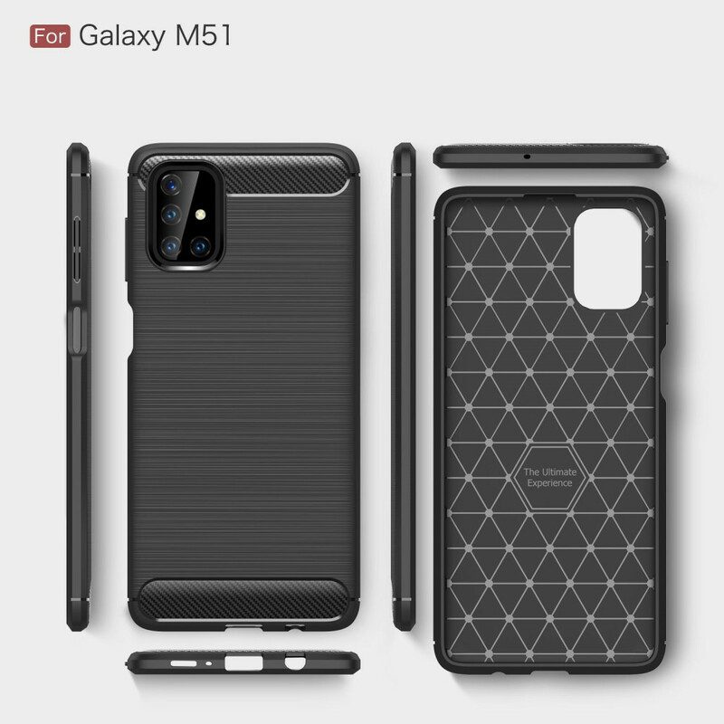 Hoesje voor Samsung Galaxy M51 Geborstelde Koolstofvezel