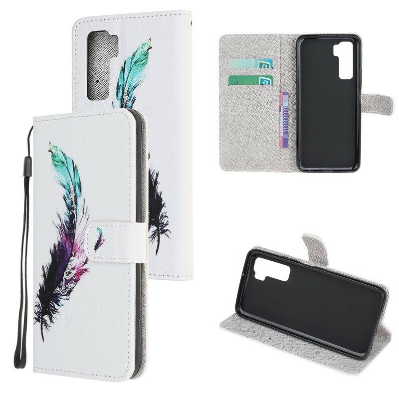 Flip Case voor Huawei P40 Lite 5G Met Ketting Veer Met Koord