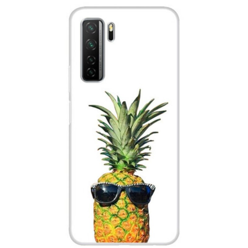 Hoesje voor Huawei P40 Lite 5G Transparante Ananas Met Glazen