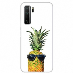 Hoesje voor Huawei P40 Lite 5G Transparante Ananas Met Glazen