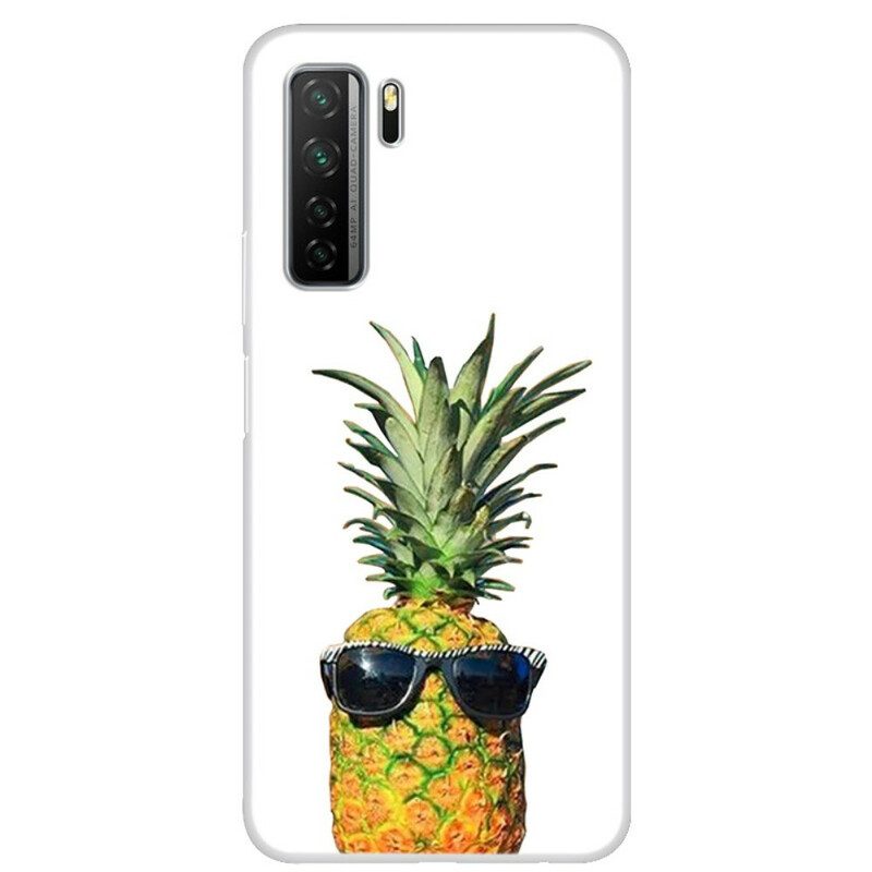 Hoesje voor Huawei P40 Lite 5G Transparante Ananas Met Glazen