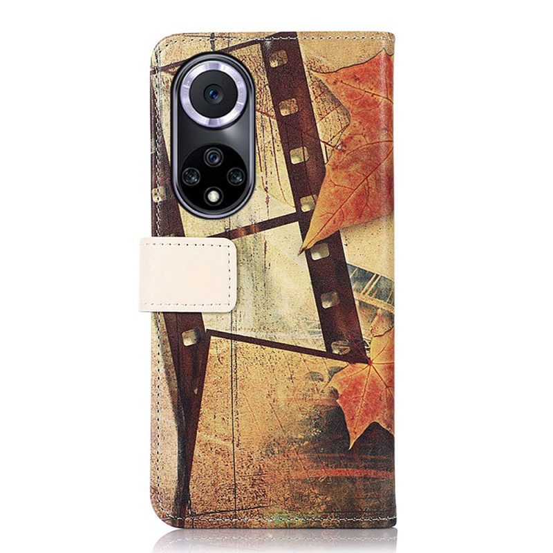 Leren Hoesje voor Huawei Nova 9 Eiffeltoren In De Herfst